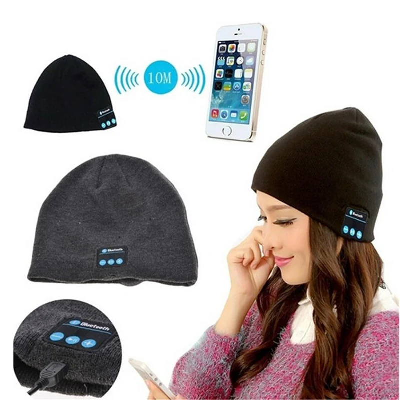 Для женщин мужчин беспроводной Smart Bluetooth вязаная Talking Beanie кепки повседневное зима унисекс музыка наушники теплые шапочки шапки CP0322