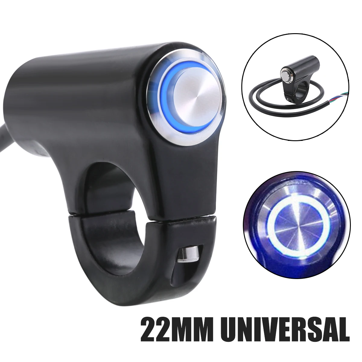New 7/8 inch 22mm Motorcycle LED Handlebar ON OFF Switch Headlight Fog Light Waterproof Aluminum Alloy Switch