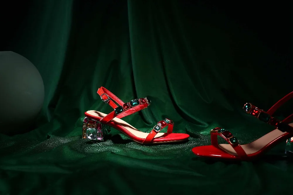 Krazing pot/2019 натуральная кожа с открытым носком разноцветные туфли с кристаллами на высоком каблуке бриллиантами Женские вечерние