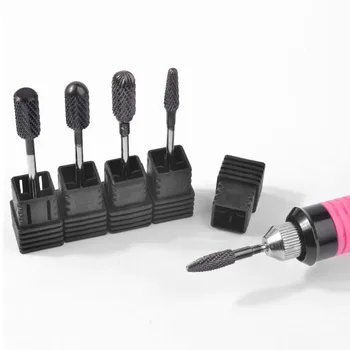 

5 Type Tungsten Carbide Nail Drill Bit Black Titanium Burr Bits For Manicure Drill Accessories Milling Cutter Tools