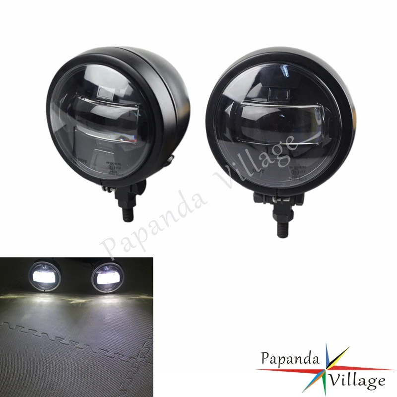 

Papanda Motorbike Black Universal LED Auxiliary Fog Lamp Streetfighter Spotlight for Harley Cafe Racer Chopper Suzuki Yamaha