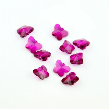 

Crystal Butterfly Beads Fuchsia 14mm Glass Chandelier Part For DIY Birthday Party Wedding Accessories High Quality