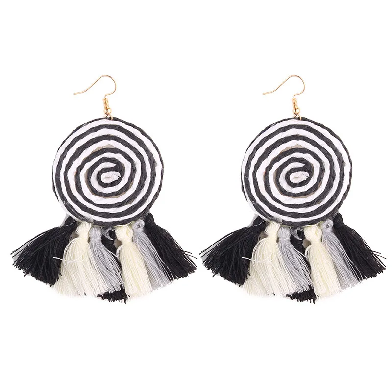 Europea De Moda Американа Tejida A Mano Dinamico circlo Piruleta Lindo Personalidad Borla Senoras Pendientes|Серьги-подвески|
