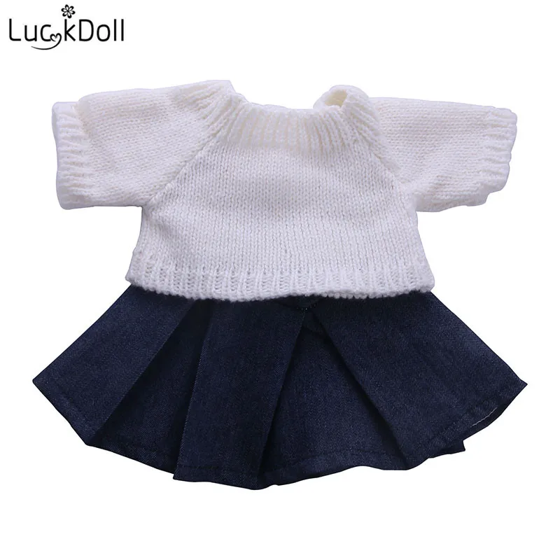 LUCKDOLL шляпа ручной работы+ шарф+ платье подходит 18 дюймов Американский 43cmBabyDoll одежда аксессуары, игрушки для девочек, поколение, подарок на день рождения