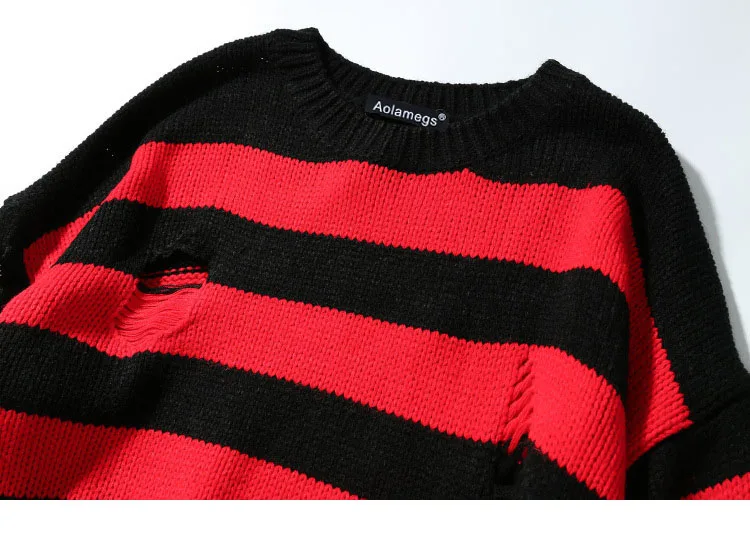 Aolamegs Male Sweatshirt Striped Holes Sweatshirts Pullover Fashion Full Sleeve High Street Streetwear Casual Autumn 2017 Brand (19)