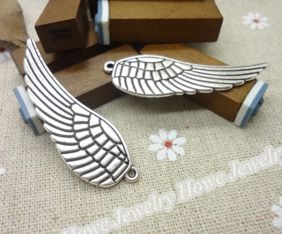 

25 pcs Charms Wing Pendant Tibetan silver Zinc Alloy Fit Bracelet Necklace DIY Metal Jewelry Findings