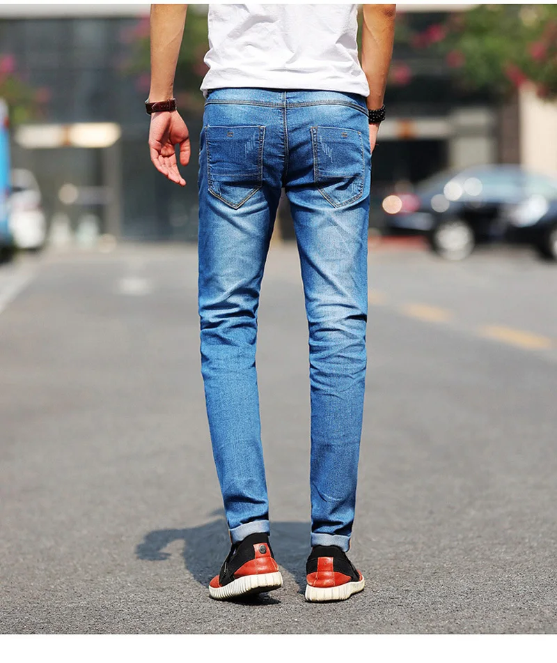 Новая мода Для мужчин джинсы хаки зеленый серый синий черный Slim Fit Простые эластичные джинсы стрейч классические джинсы Для мужчин