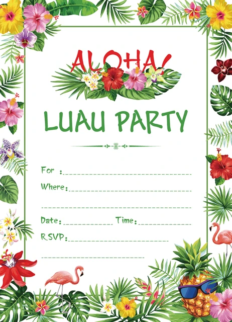 Hawaiian Party Invitations Free Printable