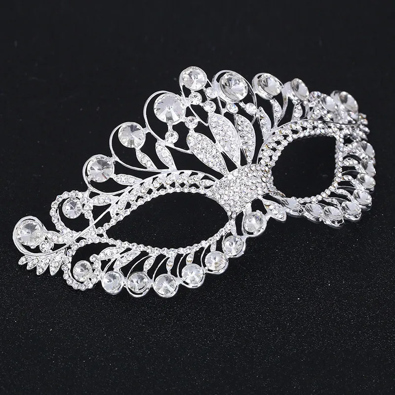 

Female Luxury Silver Fashion Masquerade Masks Crown Diamond Ball Wedding Costume Mask Dance Prom Mask