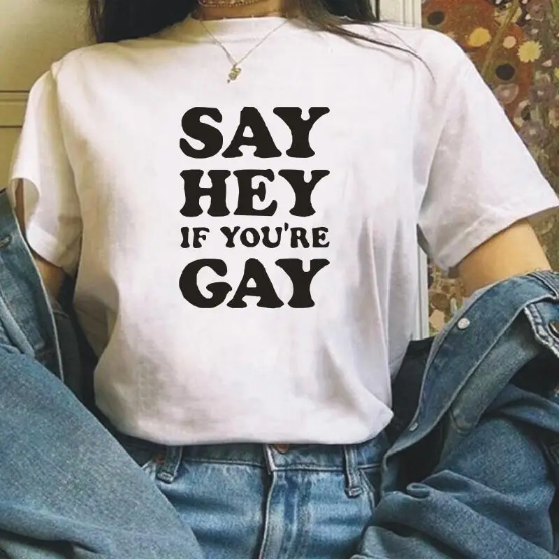 女性のためのゲイの面白いtシャツ トップ 文字 レズビアン ゲイ ファッション Aliexpress レディース衣服