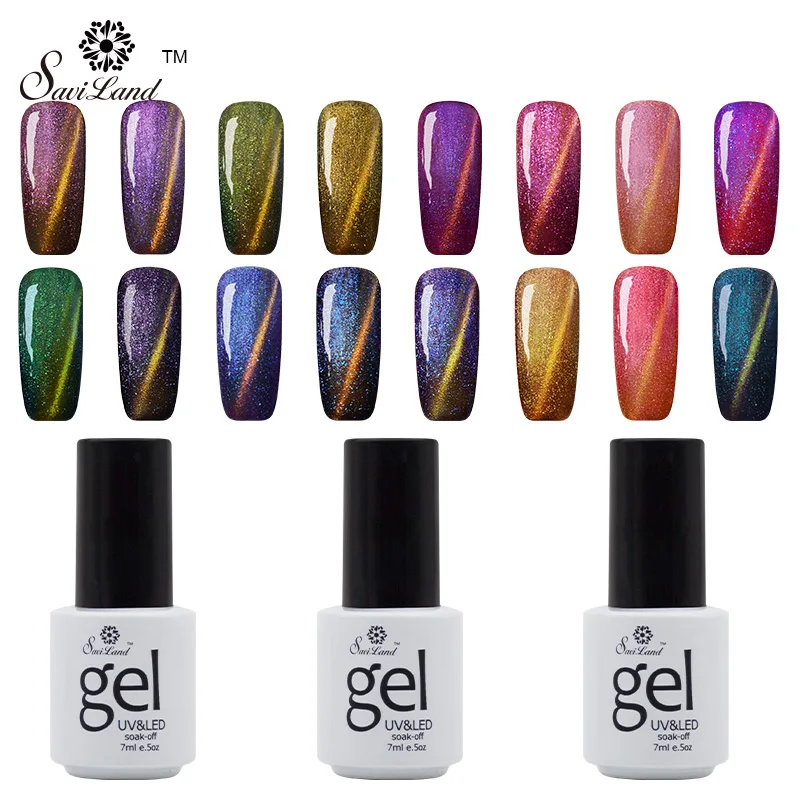 

Saviland 1pcs Magnet Cat Eyes Color Change Gel Nail Polish Chameleon Nail Gel Varnish UV Gel Lak Semi Permanent