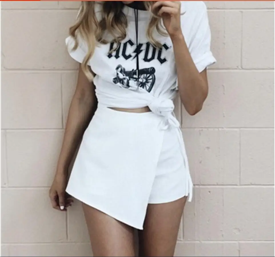 

Skirts New Women Ladies Summer Irregular Lace-up Slit Short Skirt Casual High Waist Mini Skort Ladies Female Silm Skirt 6.17