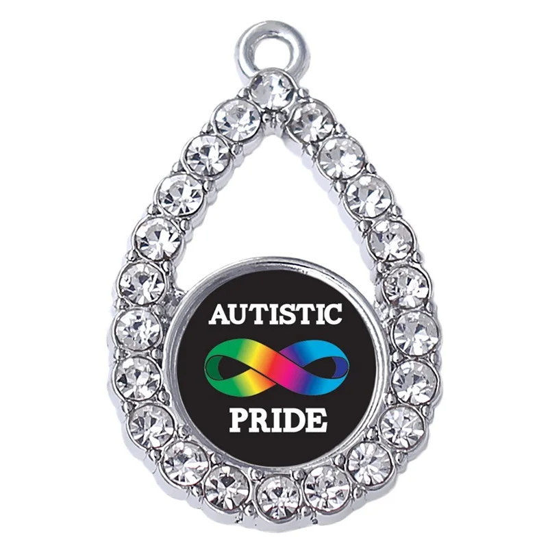 Посеребренный Модный металлический кулон в форме любви AUTISTIC PRIDE Label Шарм для аутизма пациента ювелирные изделия аксессуары Настраиваемые - Окраска металла: Посеребренный