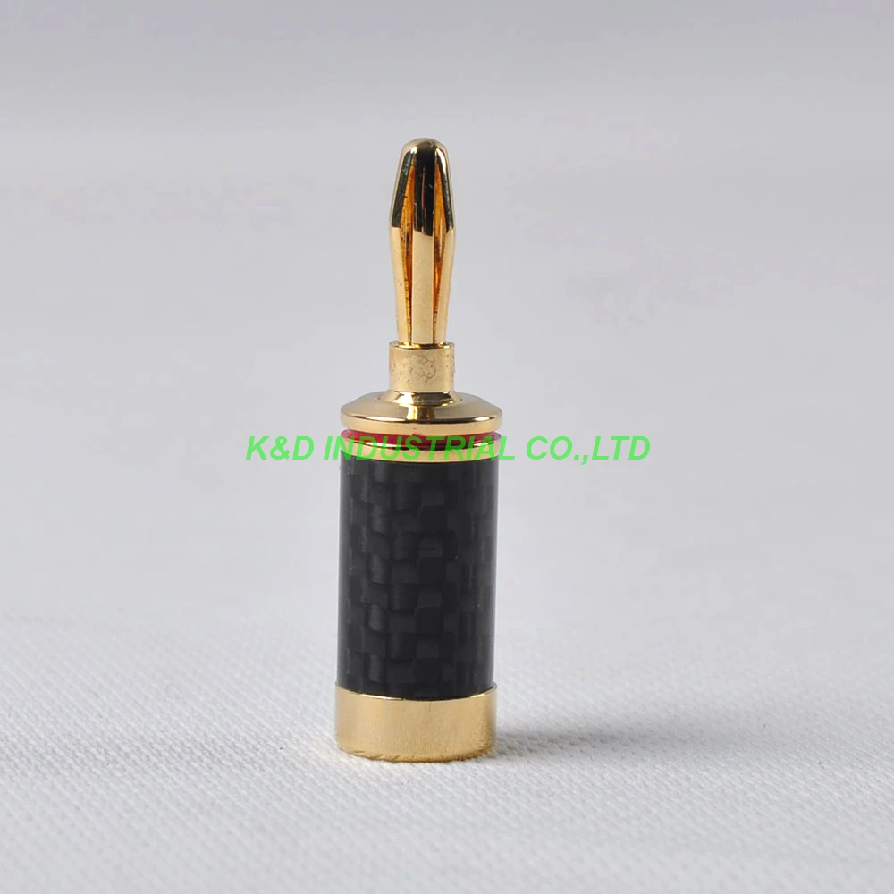 

2pcs 24K Gold Carbon Fiber HiFi Speaker Cable Banana Post Terminal Plug