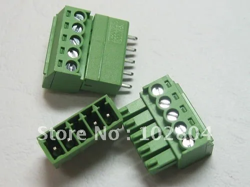 

60 pcs 5pin/way Pitch 3.81mm Screw Terminal Block Connector Green Color T Type with pin