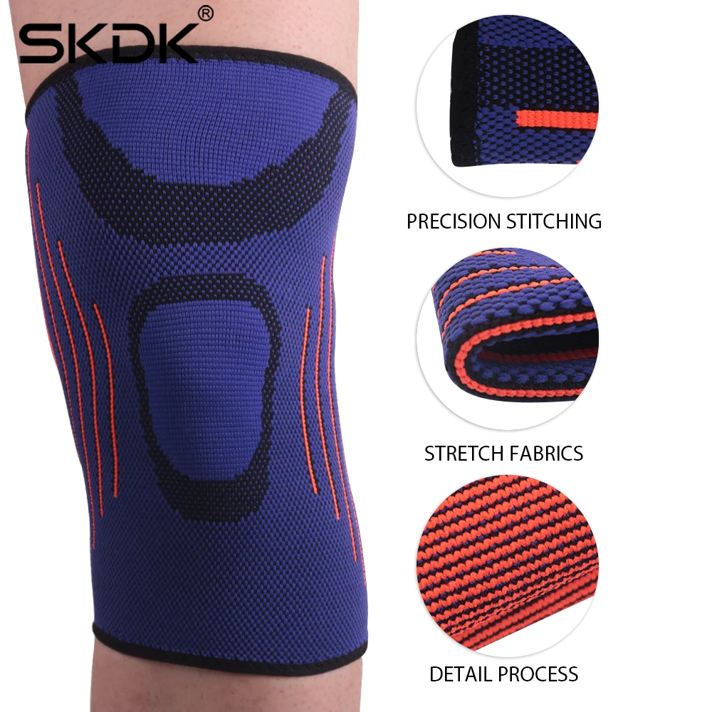 SKDK النايلون دعامة الركبة 1 قطعة كم ضغط الركبة سادة اللياقة البدنية دعم ل تشغيل ركوب الدراجات كرة السلة الرياضة ماكينة ليزر لتخفيف ألم المفاصل