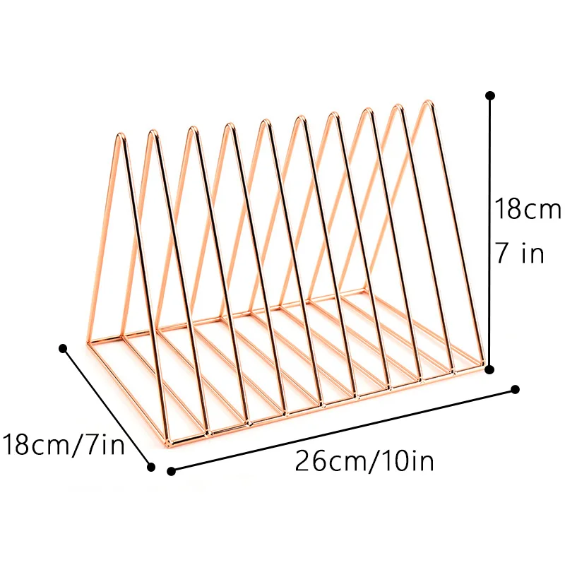 Книжная полка офис организации гладить металла газеты форзац Геометрия стол подставка держатель стеллаж для хранения Home Decor полка - Цвет: Rose gold color
