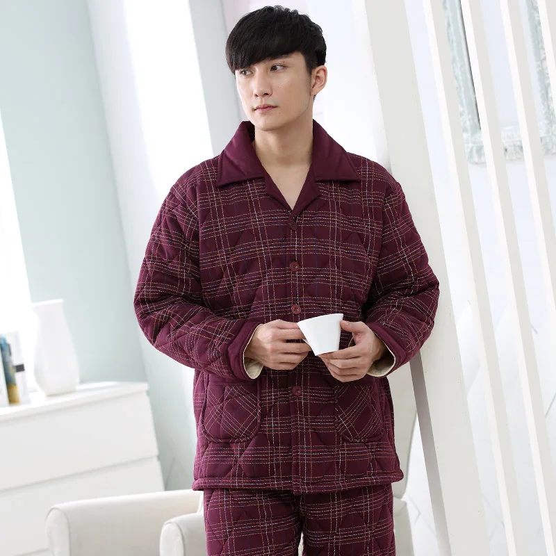 J & Q новая Пижама Мужская pijama hombre invierno Мужская домашняя одежда пижамный комплект heren одежда для сна плед хлопок зимняя Пижама мужской