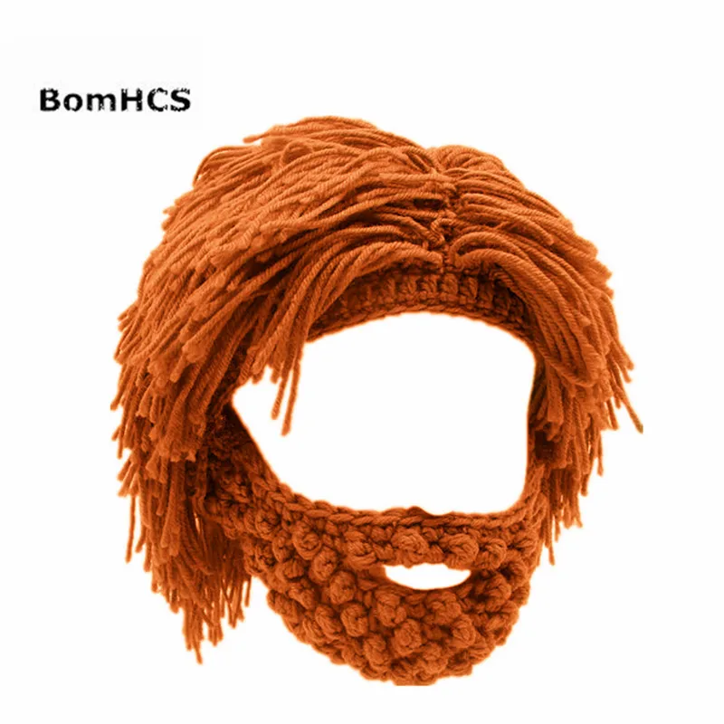 BomHCS забавные вечерние маска шапка-парик борода Шапки ручной Хобо вязаные теплые зимние шапки подарок на Хэллоуин - Цвет: Оранжевый