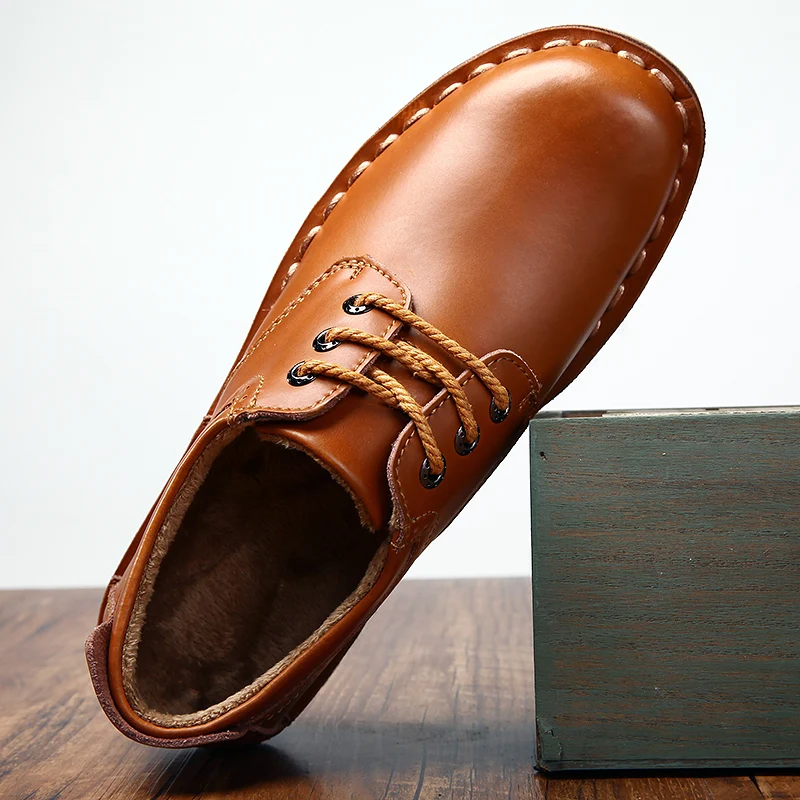 28-65; зимняя обувь; Мужская обувь из натуральной кожи; плюшевая Теплая мужская обувь; повседневная обувь; Цвет черный, коричневый
