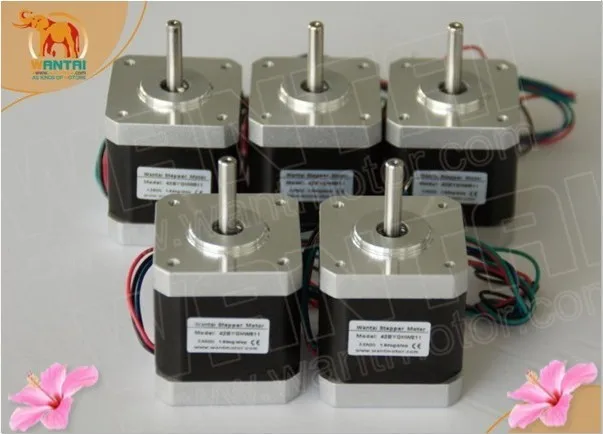 

wantai cnc router 5 pcs  2800g-cm 40mm 0.4 A 4 Lead  Wires Nema 17 Stepper Motor 42BYGHW208 for 3D printer CE&ISO Certified