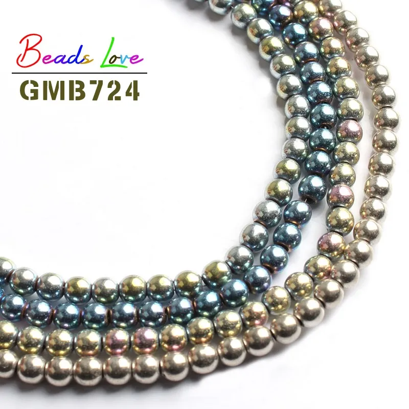 

Natural Stone Blue Colorful Hematite Round Beads for Jewelry Making Diy Bracelet Necklace Jewellery Pick Size 2 3 4mm 15 Inches