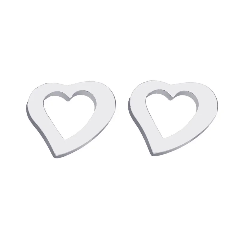 CACANA Stainless Steel Stud Earring For Women Man Askew Heart Gold And Silver Color Lover's Engagement Jewelry Drop Shipping