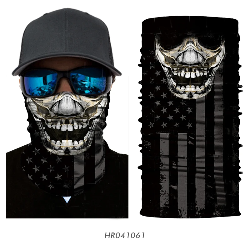 3D Skull Seamless Magic Neck Gaiter Skeleton Face Mask Shield Running Cycling Fishing Bike Bandana Headband Tube Scarf Men Women