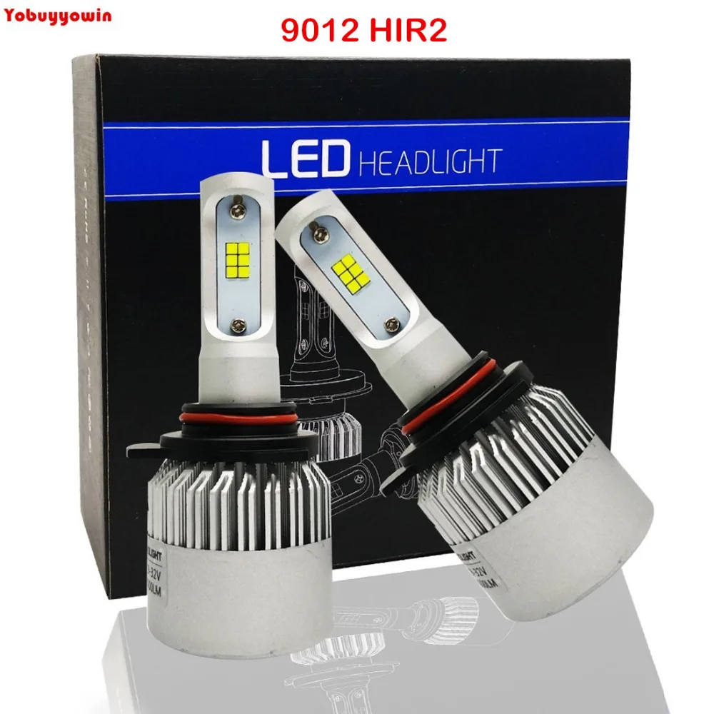 2Pcs S2 6000K 9012 HIR2 80W LED Daytime Running Lights Bulb Universal
