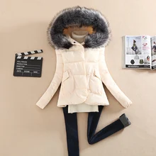 2016 winter down cotton padded jacket Women large fur collar hooded thickening wadded jacket parka winter