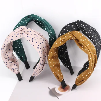 

2019 Vintage Cloth Dot Cross Hairband For Women Princess Girls Headbands Bandeau Cheveux Haar Accessoires Hair Clips