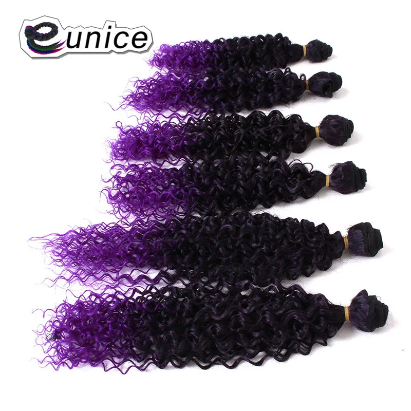 Ombre Jerry Curly Synthetic Hair Weave Bundles Colored Sew in hair Extensions  (54)