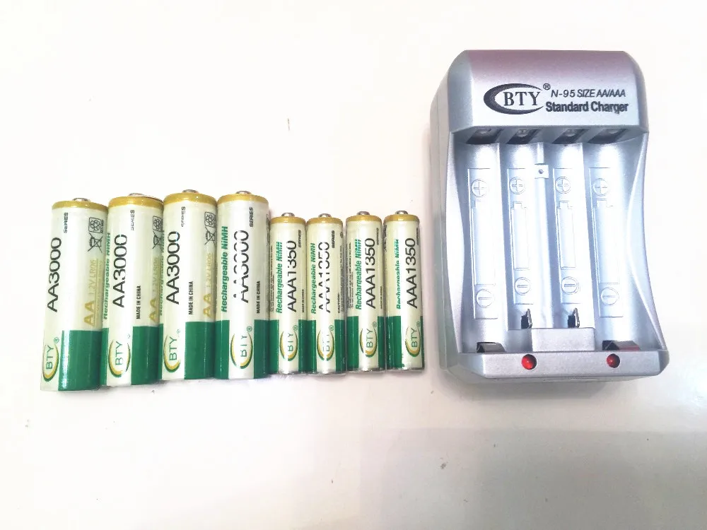 Hi speed Quick AA AAA Rechargeable Battery BTY Charger +4x AA 800mAh aa3000+4x AAA 1350mAh 1.2V