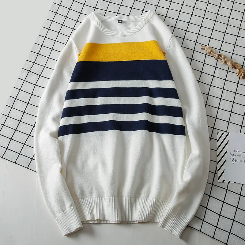 

V NECK Pullover Men 100% Cotton Sweaters for Men Striped Homme Casual Mens Sweaters 2019 Newest 4XL Japan Style
