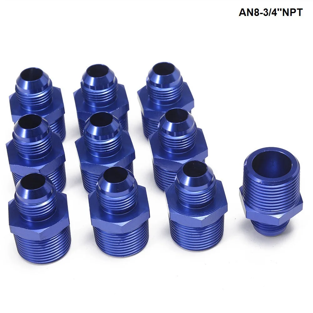 10PCS/LOT Straight Male Oil Cooler Fuel Oil Hose Fitting Adapter AN8 3/