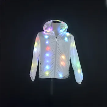 

EC91 Ballroom dance led costumes colorful luminous glowing dj jacket coat singer rave music performance show wears dress clothes