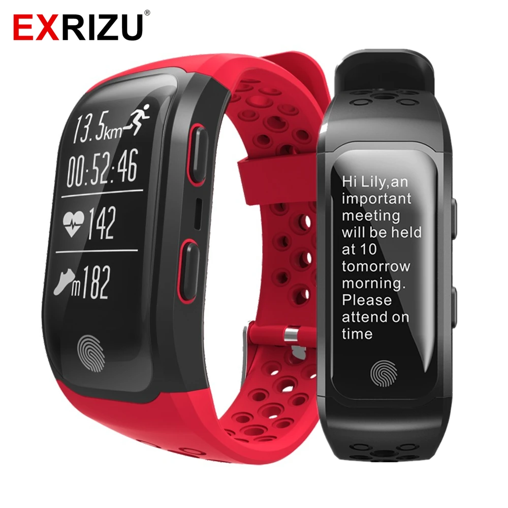 

EXRIZU S908 Sport GPS Smart Wristband IP68 Waterproof Wrist Band Heart Rate Monitor Call SMS Reminder Pedometer Fitness Bracelet