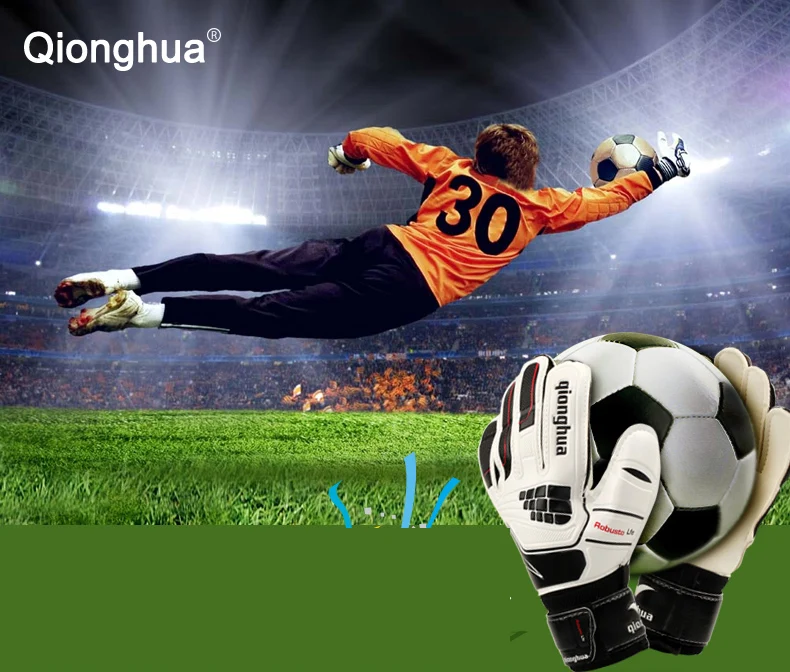 Латексные спортивные футбольные перчатки для защиты пальцев футболиста, высокое качество, Дышащие футбольные вратарские перчатки