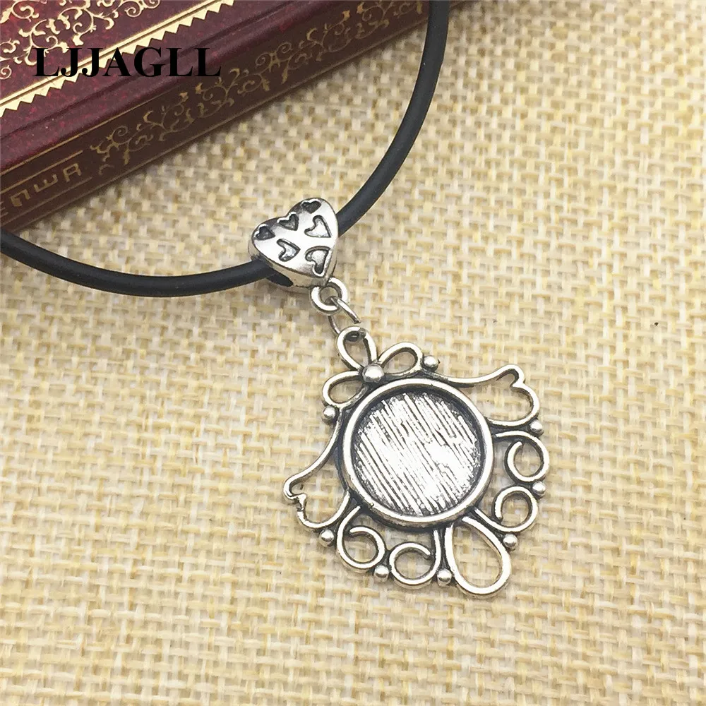 2 шт. Мода серебро ручной работы Nekclace Diy Бланк Кабошон Установка Базы Подходят 12 мм