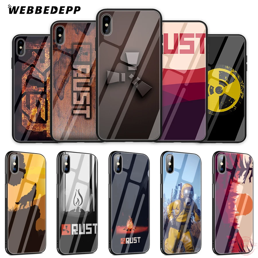 

WEBBEDEPP Rust game Tempered Glass Phone Case for Apple iPhone XS Max XR X 8 7 6S Plus 5S SE Cover