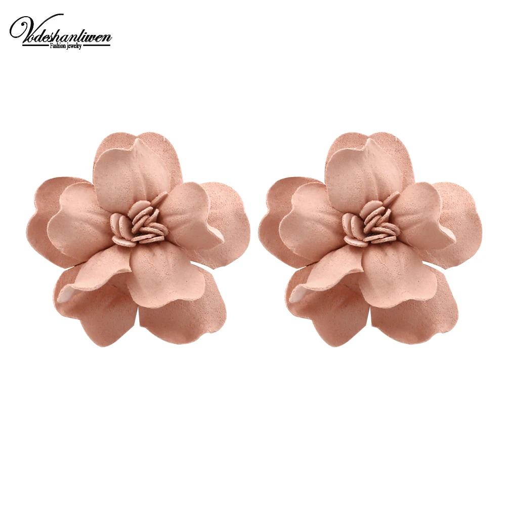 

Vodeshanliwen Trendy Color Flower Stud Earrings For Women 2018 Hot Sale Big Statement Earrings Wedding Accessories wholesale