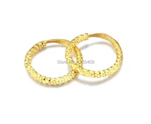 Solid 24k Gold Hoop Earrings And Get Free Shipping On Aliexpress Pure Solid 24k Yellow Gold Earring Lucky Circle Hoop 1 95g China