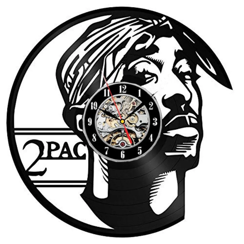 

2Pac Rap Music Vinyl Record Wall Clock Fan Art Handmade Decor Unique Decorative Vinyl Clock 12" (30 cm)