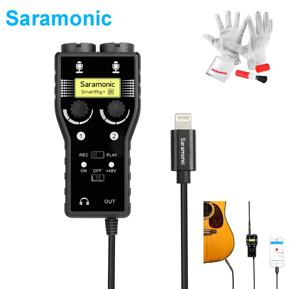 

Saramonic SmartRig+ Di 2-Channel XLR 3.5mm Microphone Audio Mixer with Phantom Power Preamp Guitar Interface for iPhone X 8 8P 7