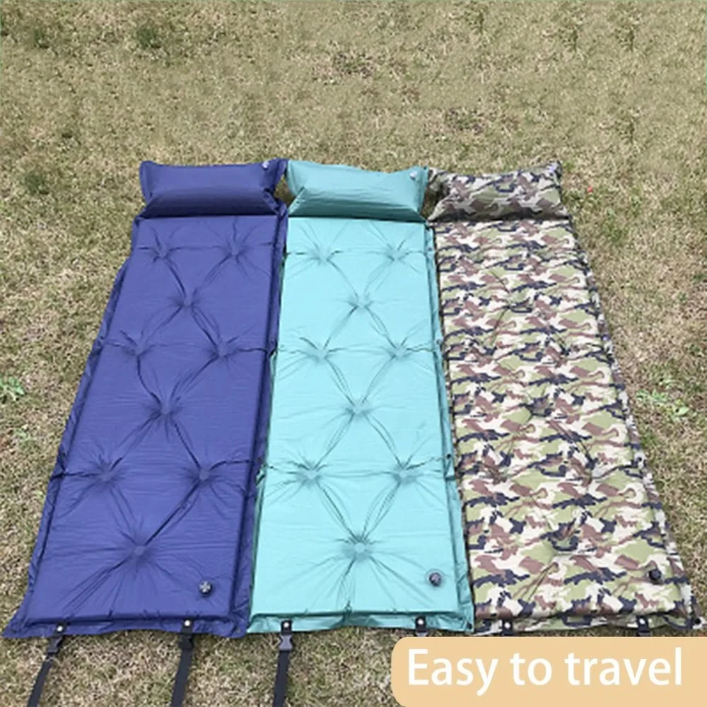 

Seif-Inflatable Outdoor Camping Picnic Automatic Inflatable Sleeping Mat Mattress Moistureproof Beach Mat With Pillow
