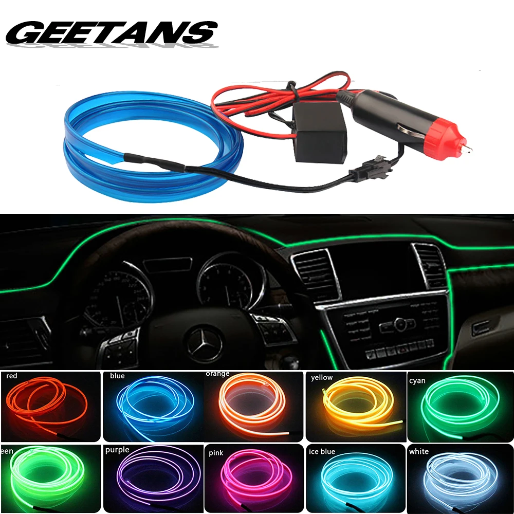 GEETANS Universal 5M 10 Colors Car Styling Flexible Neon Light EL Wire Rope Car font b