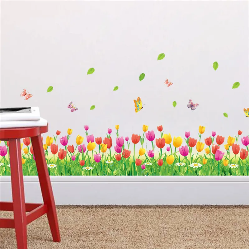 New! Beautiful Tulip&Butterfly DIY Wall Sticker home decal wall stickers kitchen Glass Door Bathroom wall stickers for Bedroom New! Beautiful Tulip&Butterfly DIY Wall Sticker home decal wall stickers kitchen Glass Door Bathroom wall stickers for Bedroom