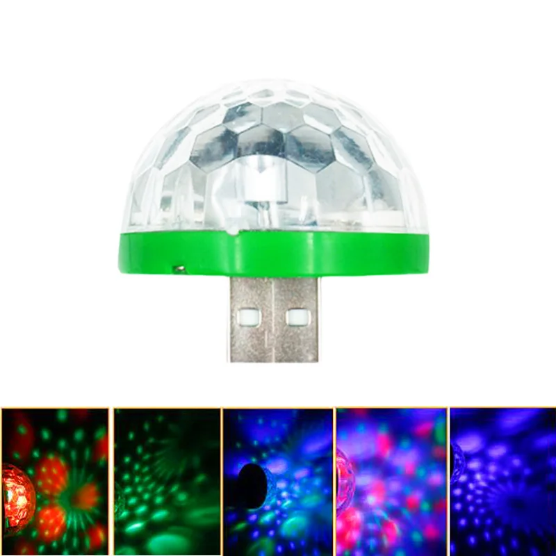 Mini USB Music Sensor Magic Stage Light Ball Portable Colorful Stage Lamp Projector Crystal Rotating Ball Disco Lights for Party