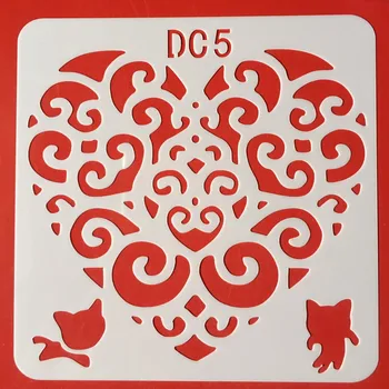 

Hot 13cm Cat Love Heart DIY Craft Layering Stencils Wall Paint Scrapbook Stamp Embossing Album Decorative Card Template