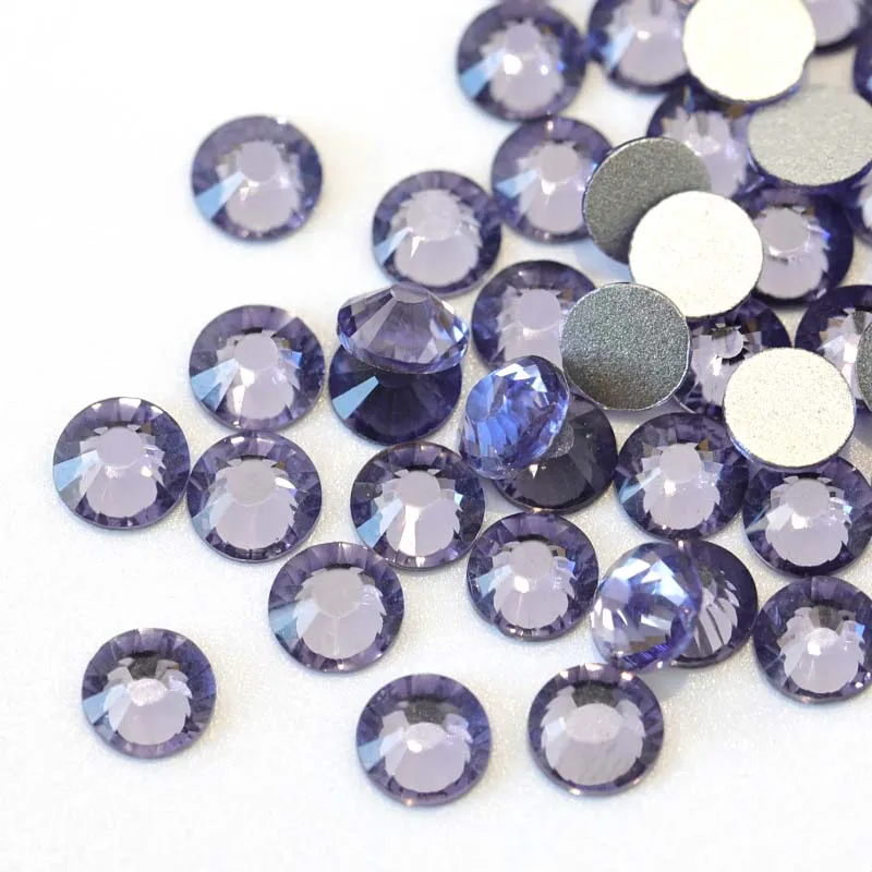 

2028 SS3-SS30 Tanzanite Non Hot Fix Rhinstone Glitters Strass Glass Crystal Flatback Nail Rhinestone for Nails Shoes Bags F0010
